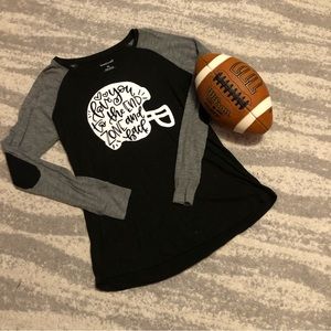 Football Mom long sleeve shirt. Love you to the end zone and back.